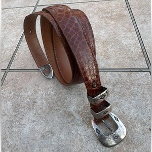 RDM  Sterling Silver Buckle Genuine Crocodile Belt